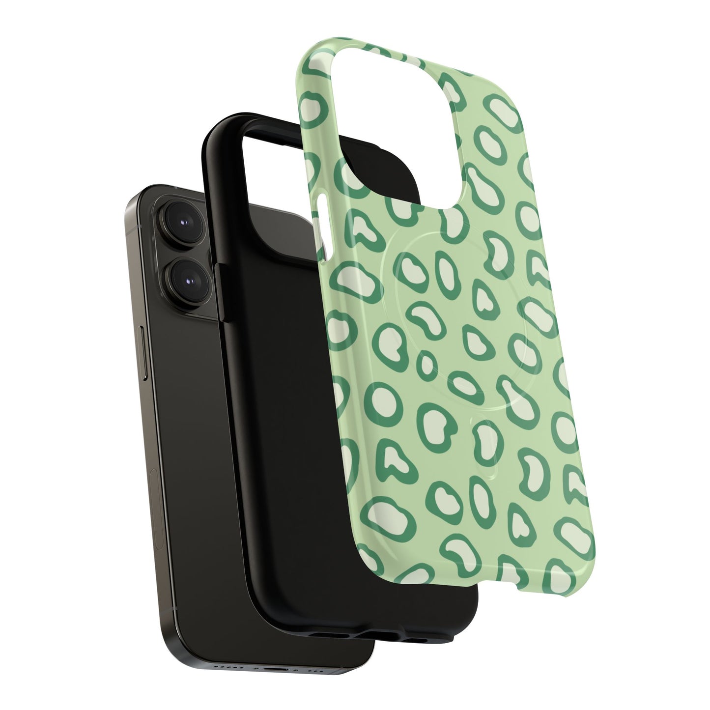 Chic Leopard Print iPhone Cases | Tough Magnetic Cases, iPhone Protection, Animal Print, Stylish Tech Accessories, Green iPhone Case