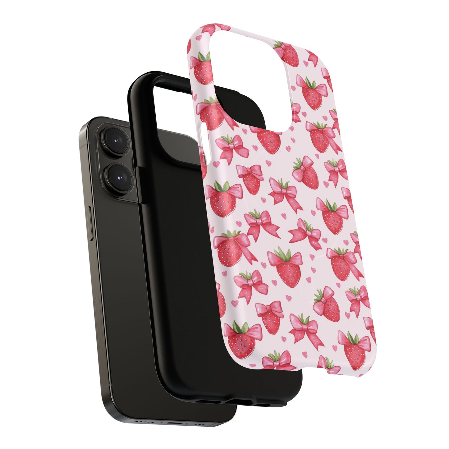 Strawberry Coquette Sweetheart Magnetic iPhone Case, Cute iPhone Cover, Gift for Her, Floral Tech Accessory, Stylish Protection, Mother's Day Gift