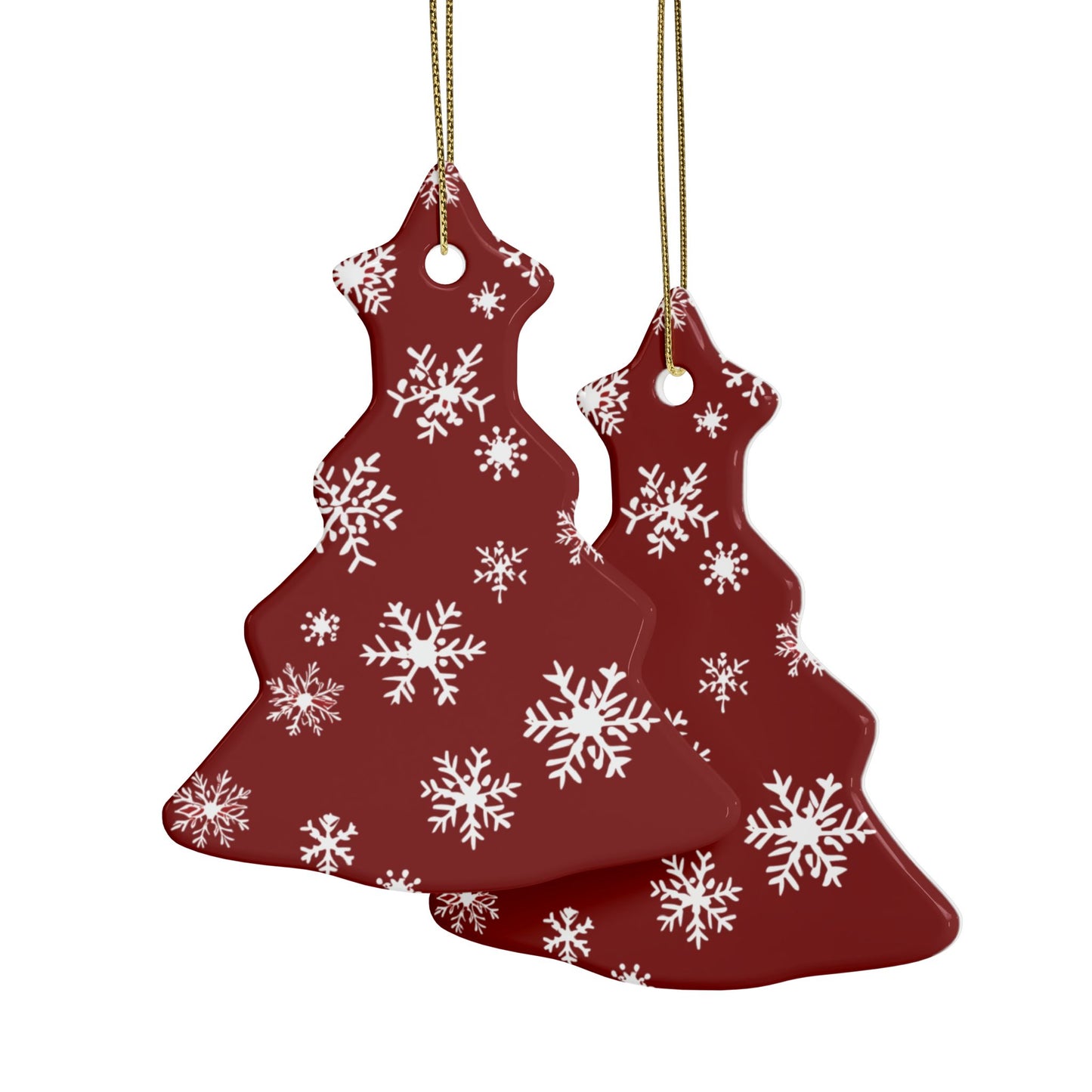 Red Snowflake Elegance Ceramic Ornaments (1pcs, 5pcs, 10pcs, 20pcs)