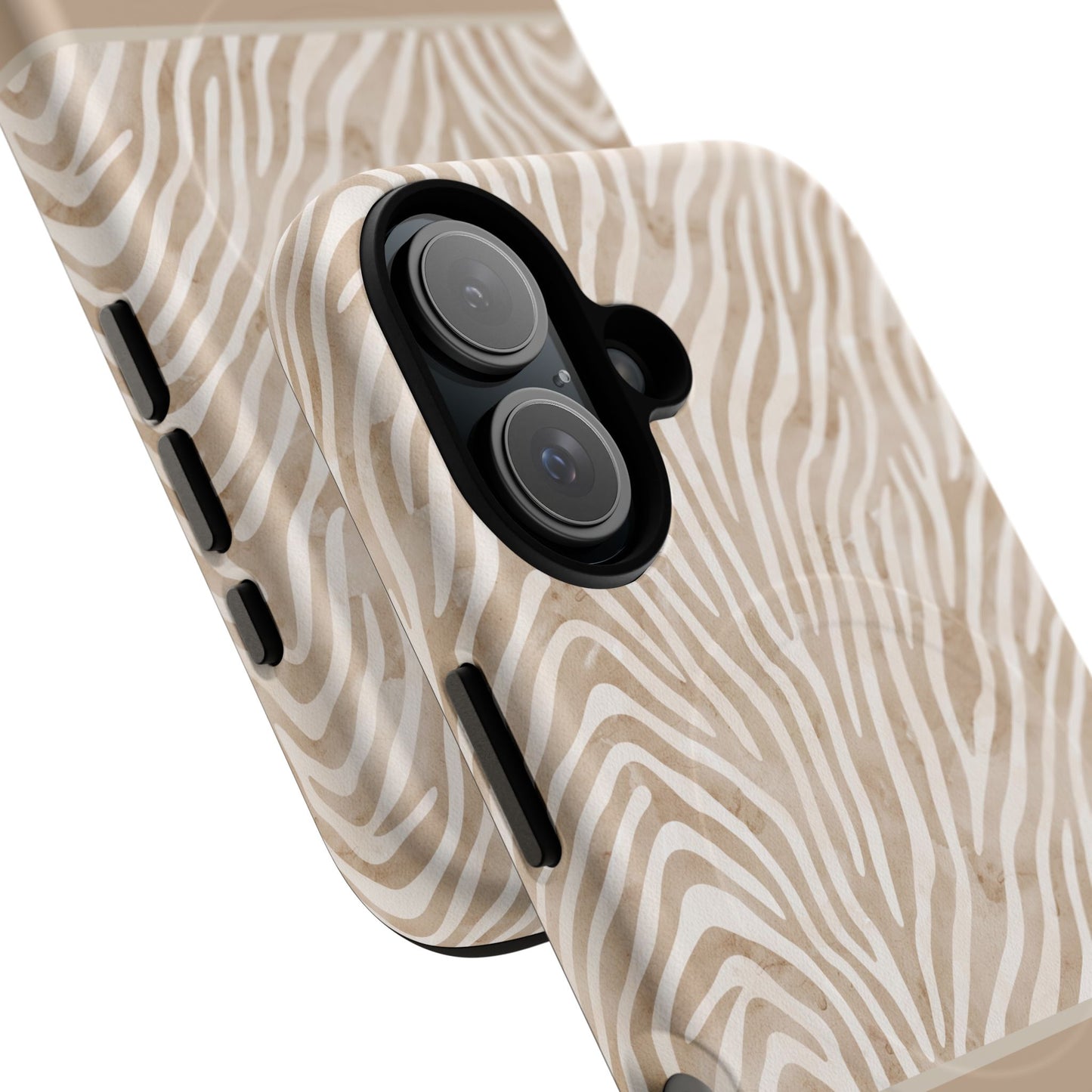Personalized Zebra Animal Print Cover, Tough Magnetic MagSafe® iPhone® 13, 14, 15, 16, 17, Pro, Pro Max, Plus Cases (Custom Name).