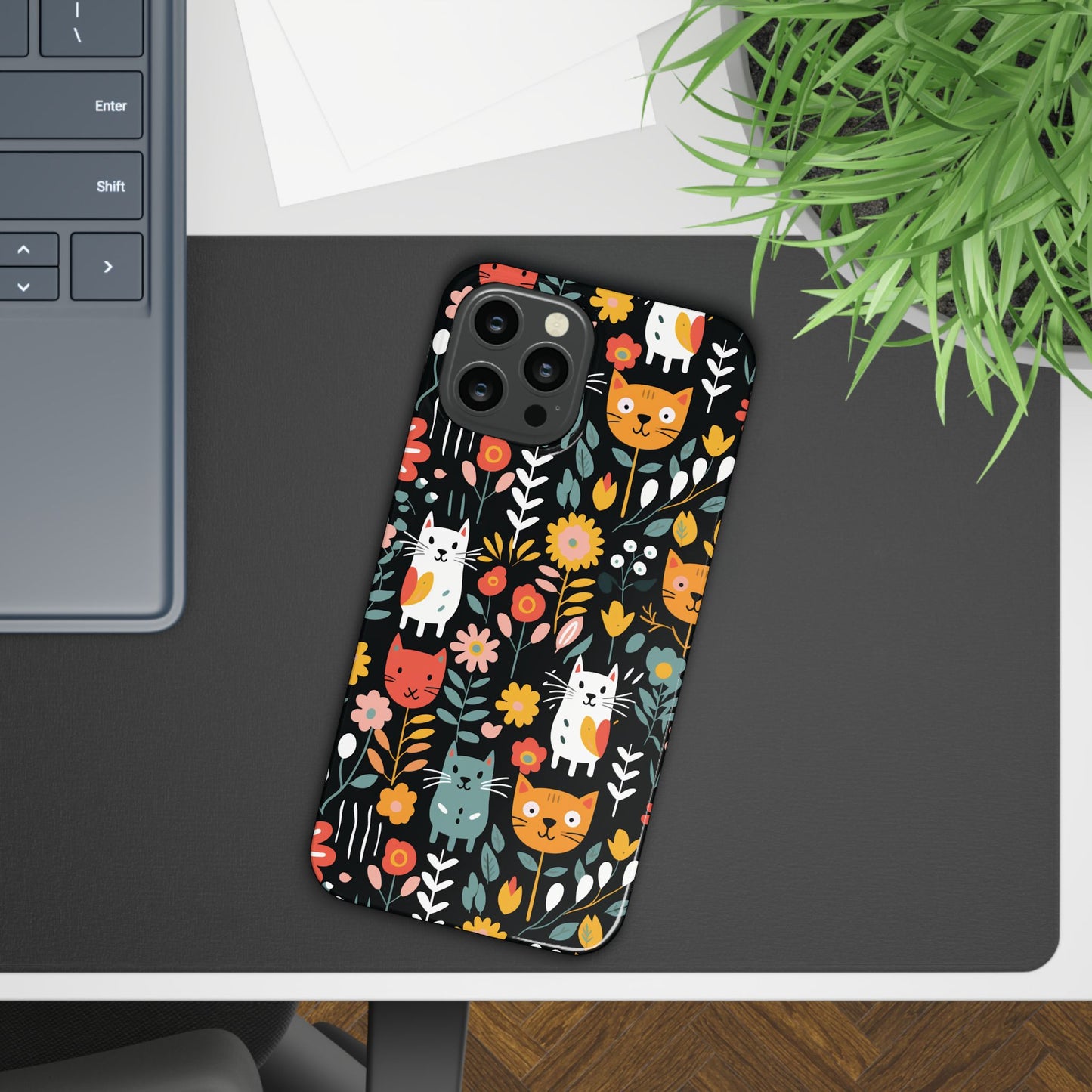 Whimsical Feline Garden Slim Cases for iPhone and Samsung Phones