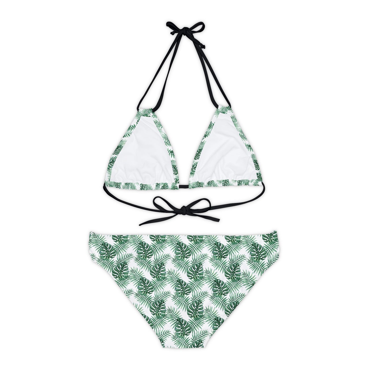 White Tropical Bliss Strappy Bikini Set (AOP)