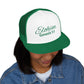 Green 'ELOHIM, GENESIS 1:1'  Embroidered 5 Panel Trucker Cap | Casual Style Hat, Adjustable, Unisex, Perfect Gift for Outdoors, Festivals, Daily Wear