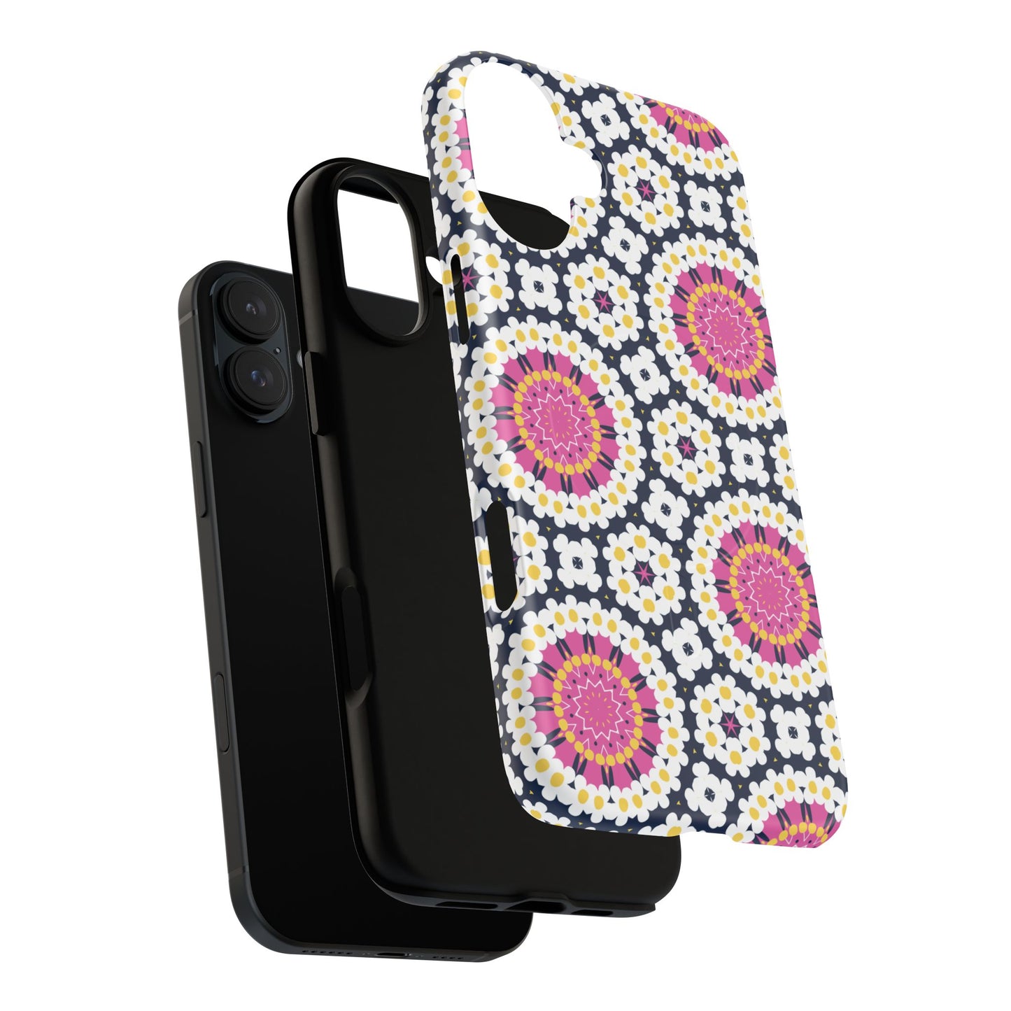 Petal Prism Pop Tough Magnetic iPhone Case, Tough Protection, Unique Design, Gift for Her, iPhone Accessories, Boho Style, Floral MagSafe Accessory.