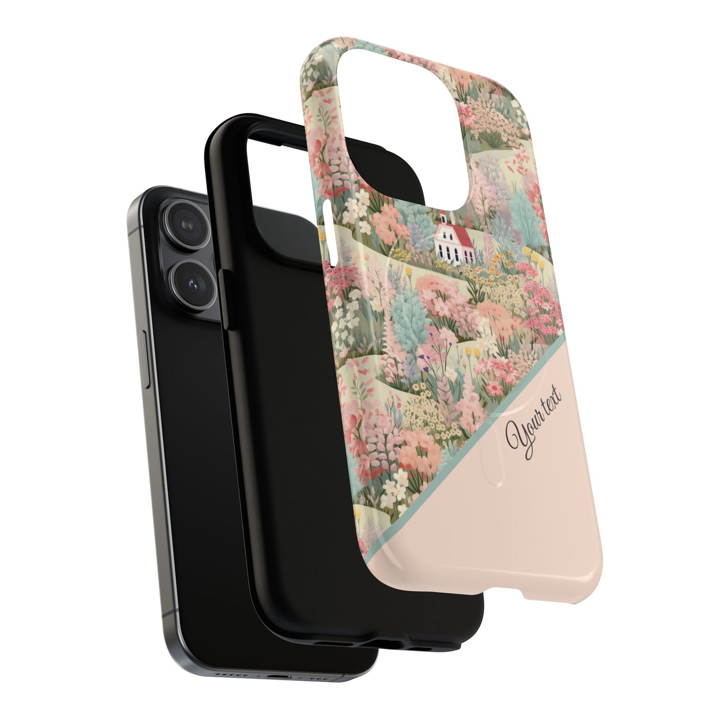 Blush Bloom Village Tough Magnetic MagSafe®Case, Durable Protection, Unique Gift for Nature Lovers,  iPhone® 13, 14, 15, 16, 17, Pro, Pro Max, Plus Cases.