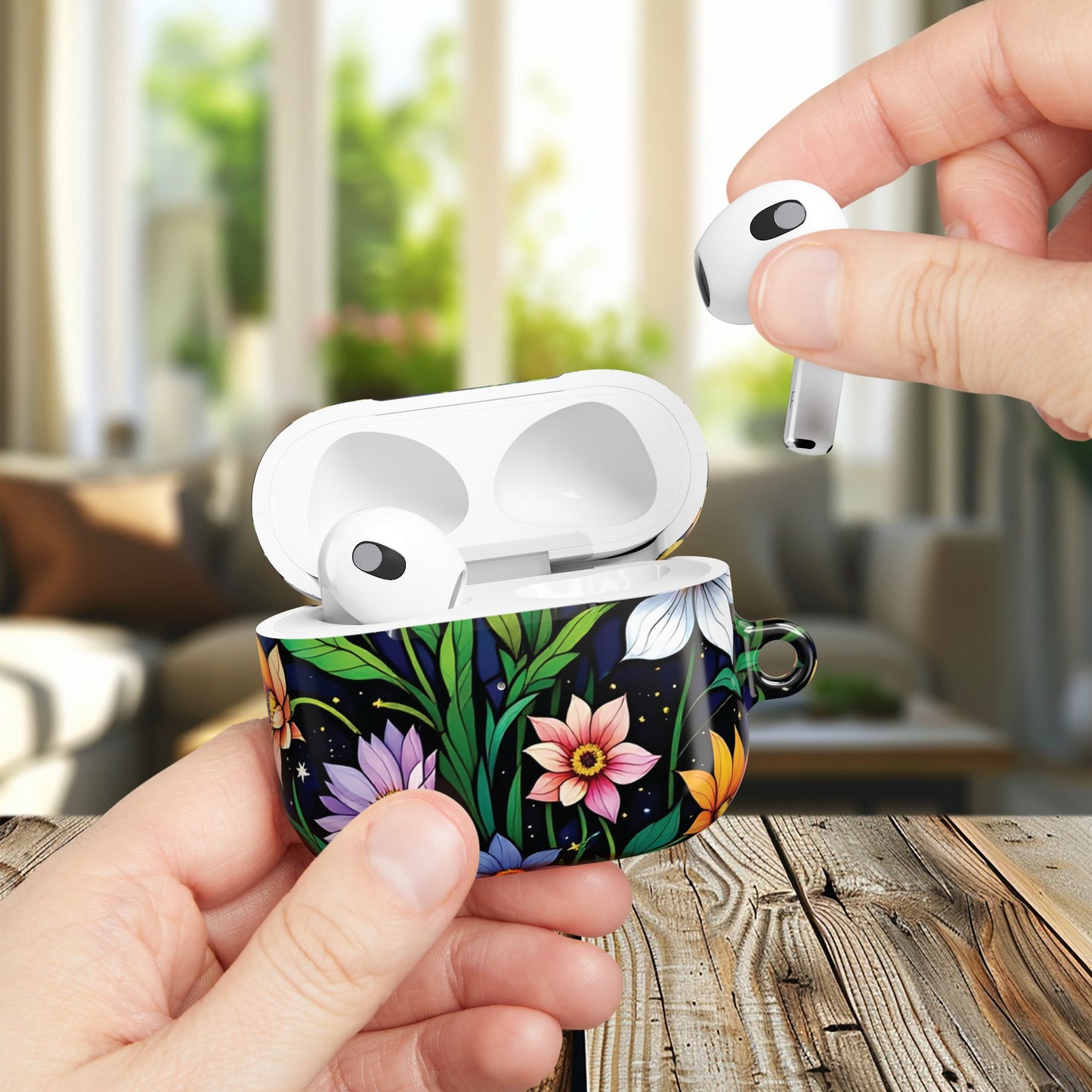 Flower Garden Stained Glass AirPod Case — Colorful Garden Protective Cover- Airpods Pro Gen 1 and 2, Gen 1 to 4.
