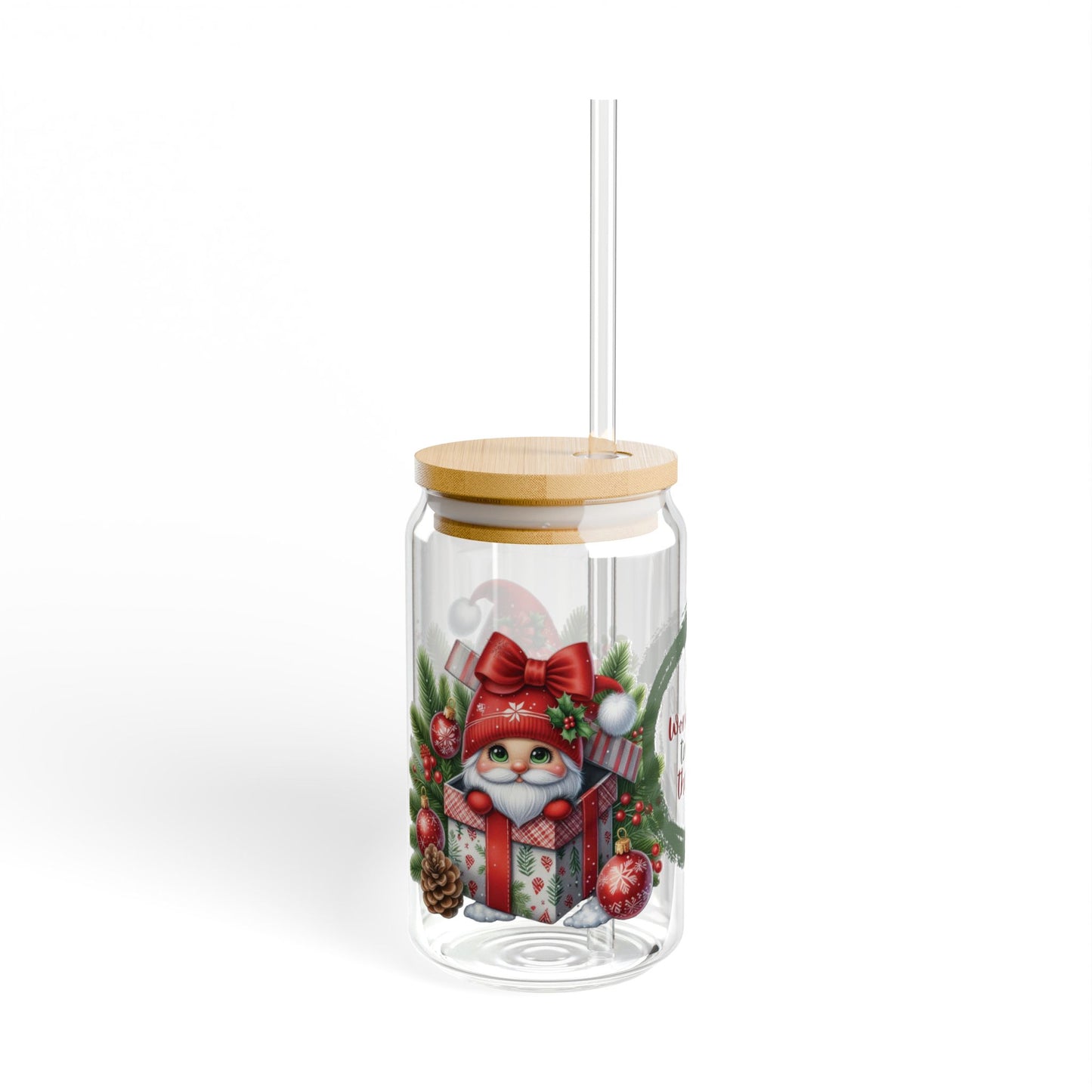 Christmas Gnome Sipper Glass, 16oz