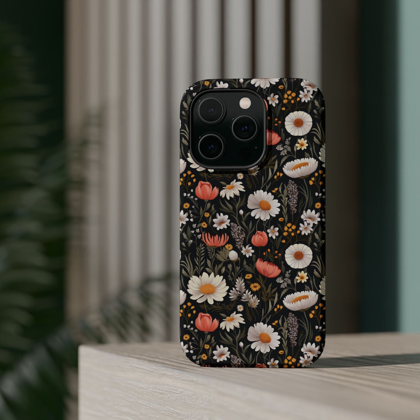 Blossom Elegance: Noir Garden Magnetic Tough iPhone Cases