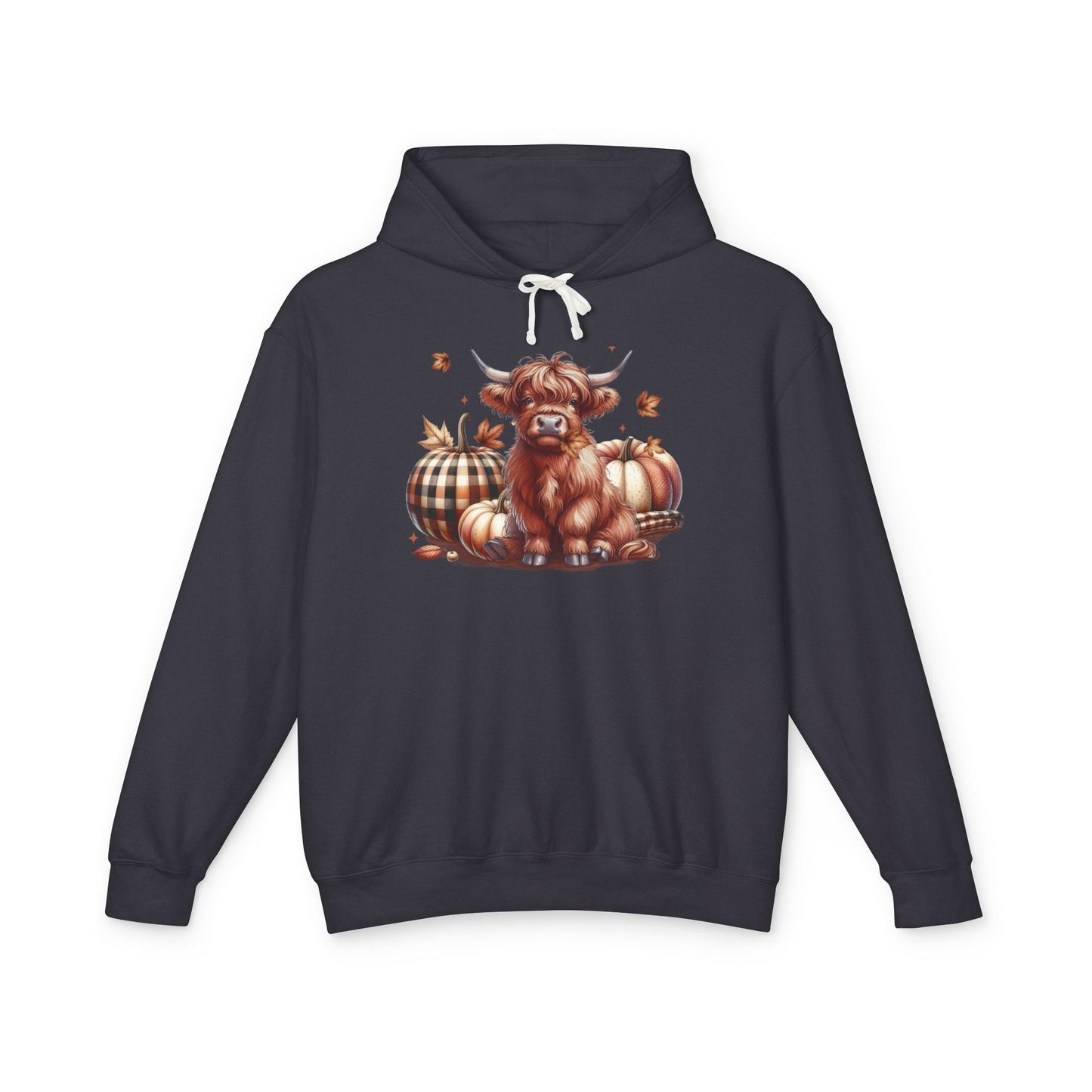 Autumn Highland Cow Charm Lightweight Hooded Sweatshirt