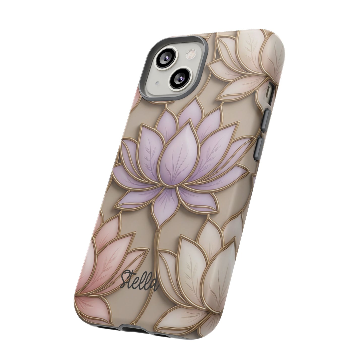 Personalized Lotus Floral Stained Glass Effect Tough Phone Case