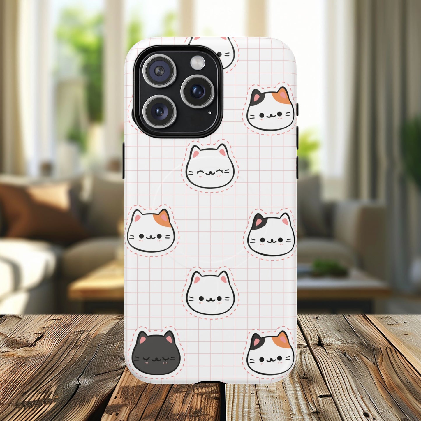 Cute Cat Tough Magnetic Case, iPhone Cover, Cat Lover Gift, Cute Cat Accessories, Pet-Themed iPhone Case