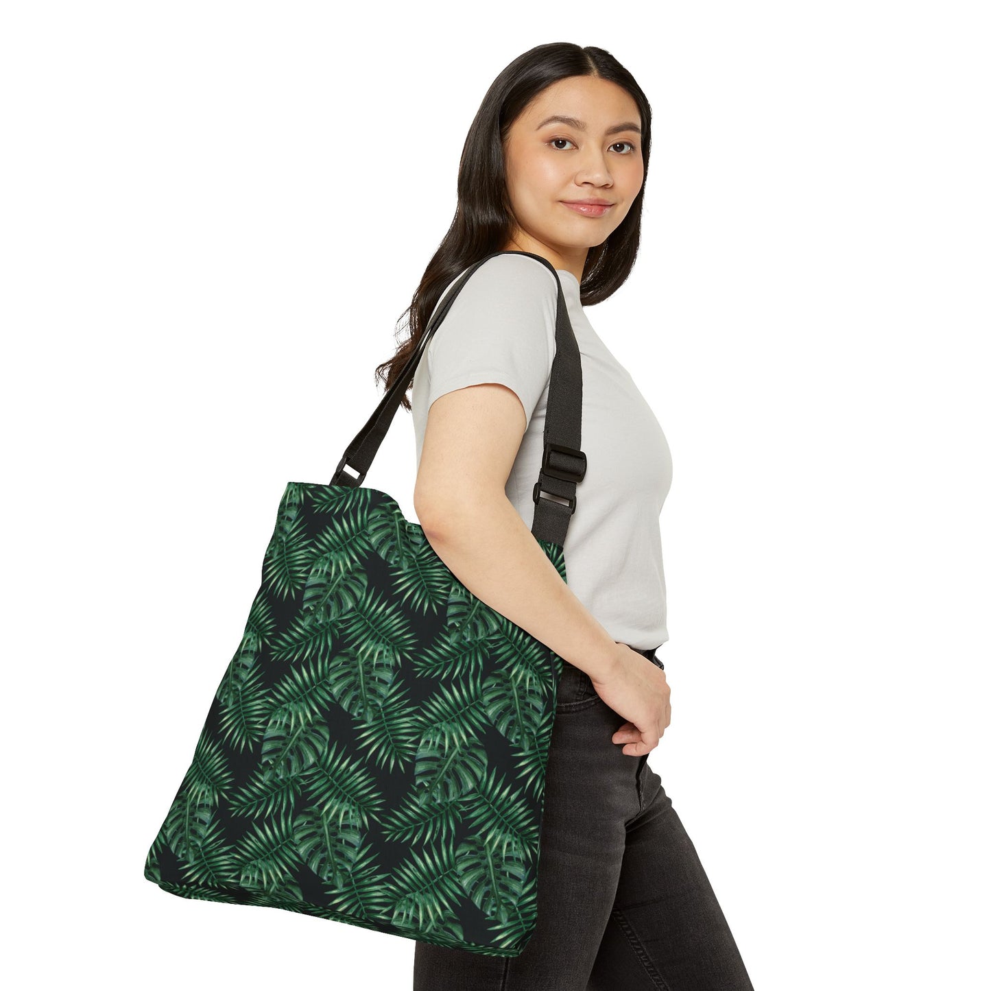 Black Tropical Bliss Adjustable Tote Bag (AOP)