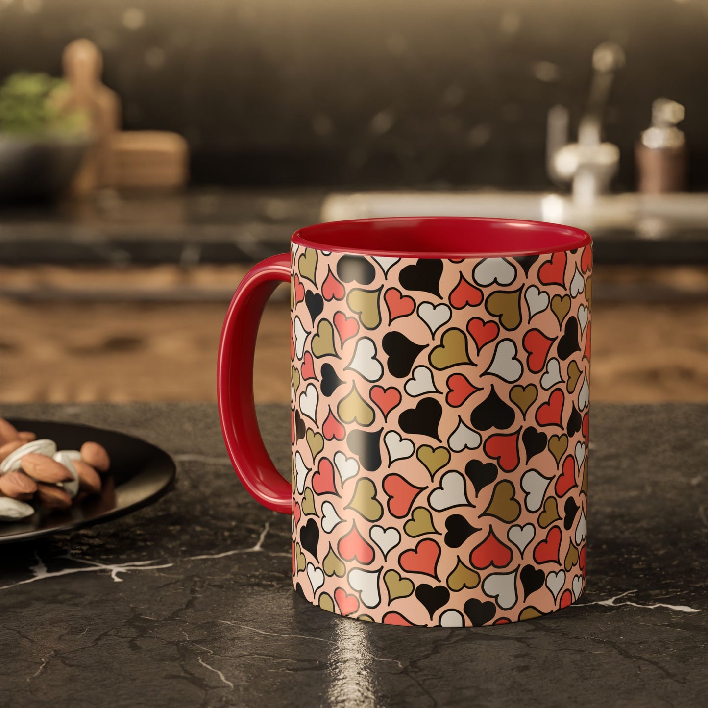 Heart Patterned Coffee Mug - Colorful Love Design, Perfect for Gifts & Celebrations
