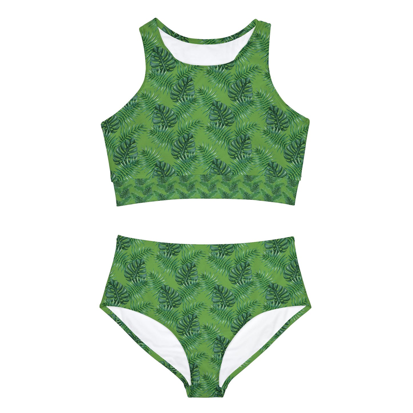 Green Tropical Bliss Sporty Bikini Set (AOP)