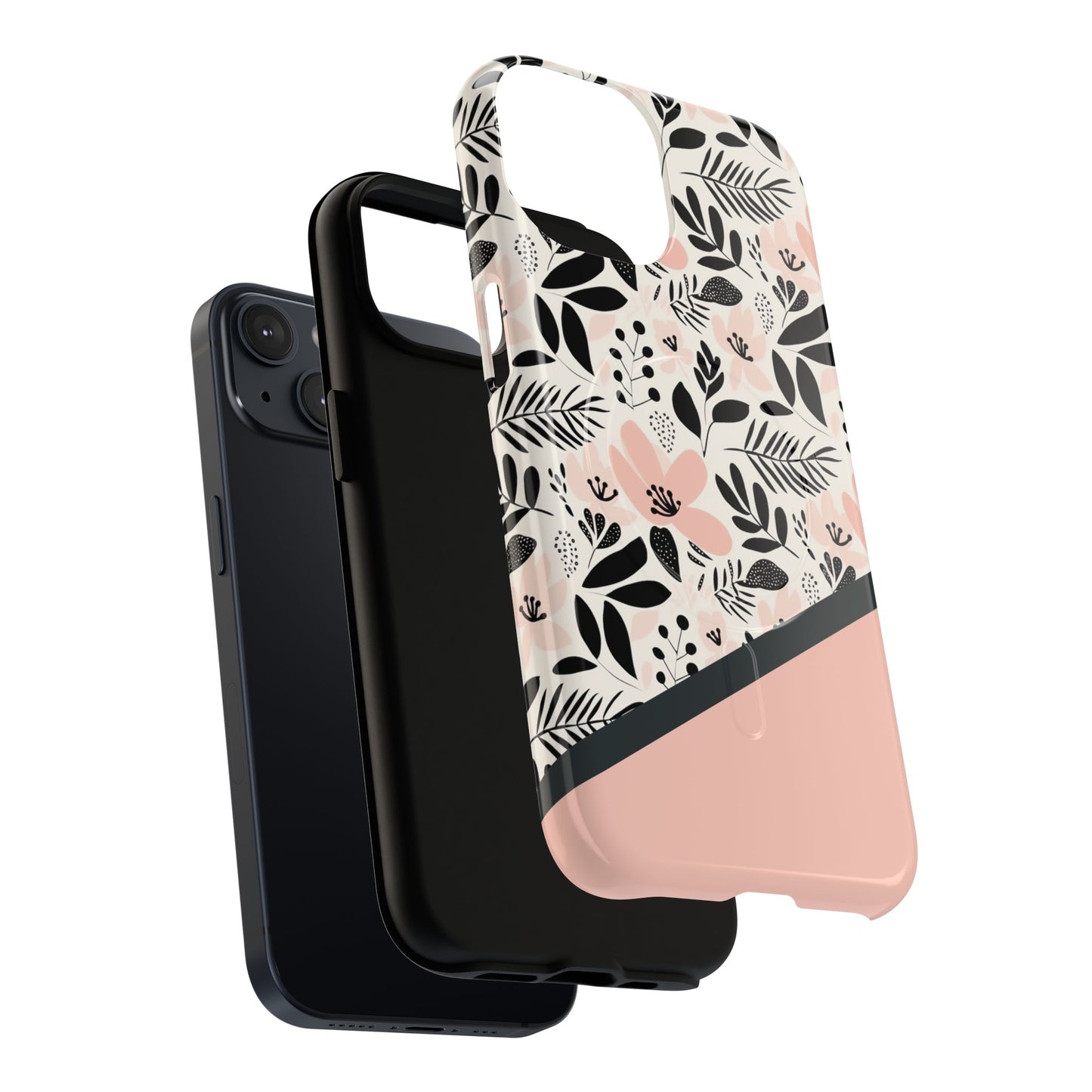 Personalized Floral Blush Garden Whisper Tough Magnetic MagSafe® iPhone® 13, 14, 15, 16, 17, Pro, Pro Max, Plus Cases (Custom Name).