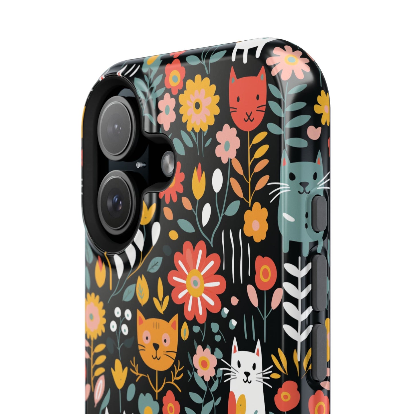 Whimsical Feline Garden Magnetic Tough iPhone Cases