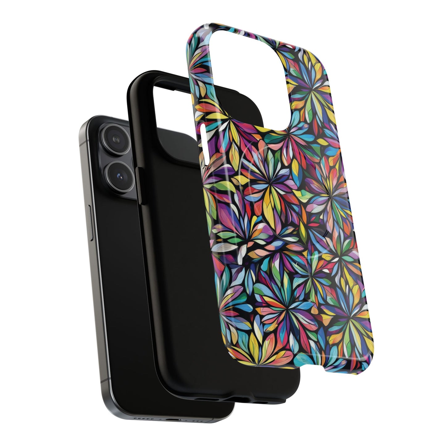 Prism Petal Burst Tough Magnetic iPhone Case, Colorful iPhone Case, Unique Gift for Flower Lovers, Stylish stained Glass Accessory