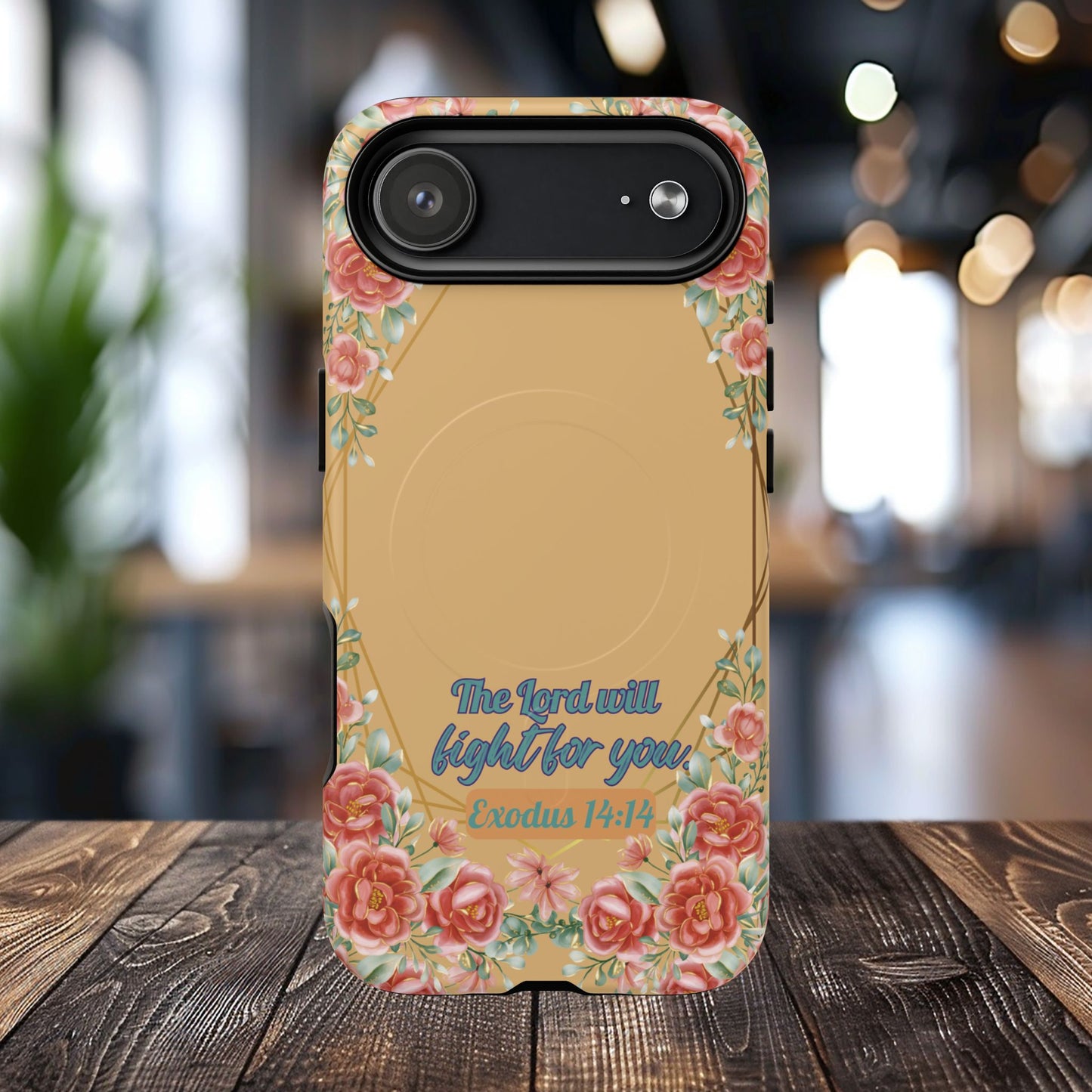 The Lord will Fight for You Exodus 14:14, Inspirational Gift, Tough MagSafe®  Magnetic Case Scripture, Sunflower Bible Verse, iPhone® 13, 14, iPhone 15, iPhone 16, 17, Pro, Pro Max, Plus.