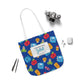 Personalized Blue Kawaii Composition Book Inspired Canvas Tote Bag with Colorful Straps, Cute School Bag, Eco-Friendly Tote, Back to School Shopping Bag, Teacher Gift Idea