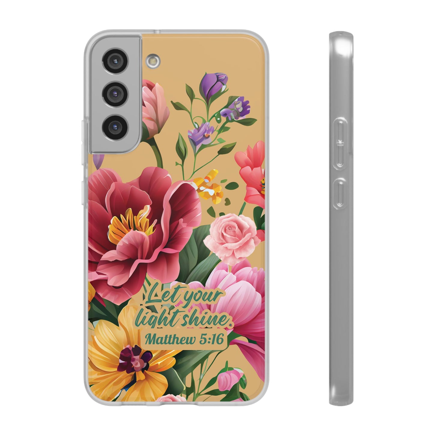 Floral Scripture Phone Case — "Let Your Light Shine" (Matthew 5:16) for iPhone and Samsung Cases.