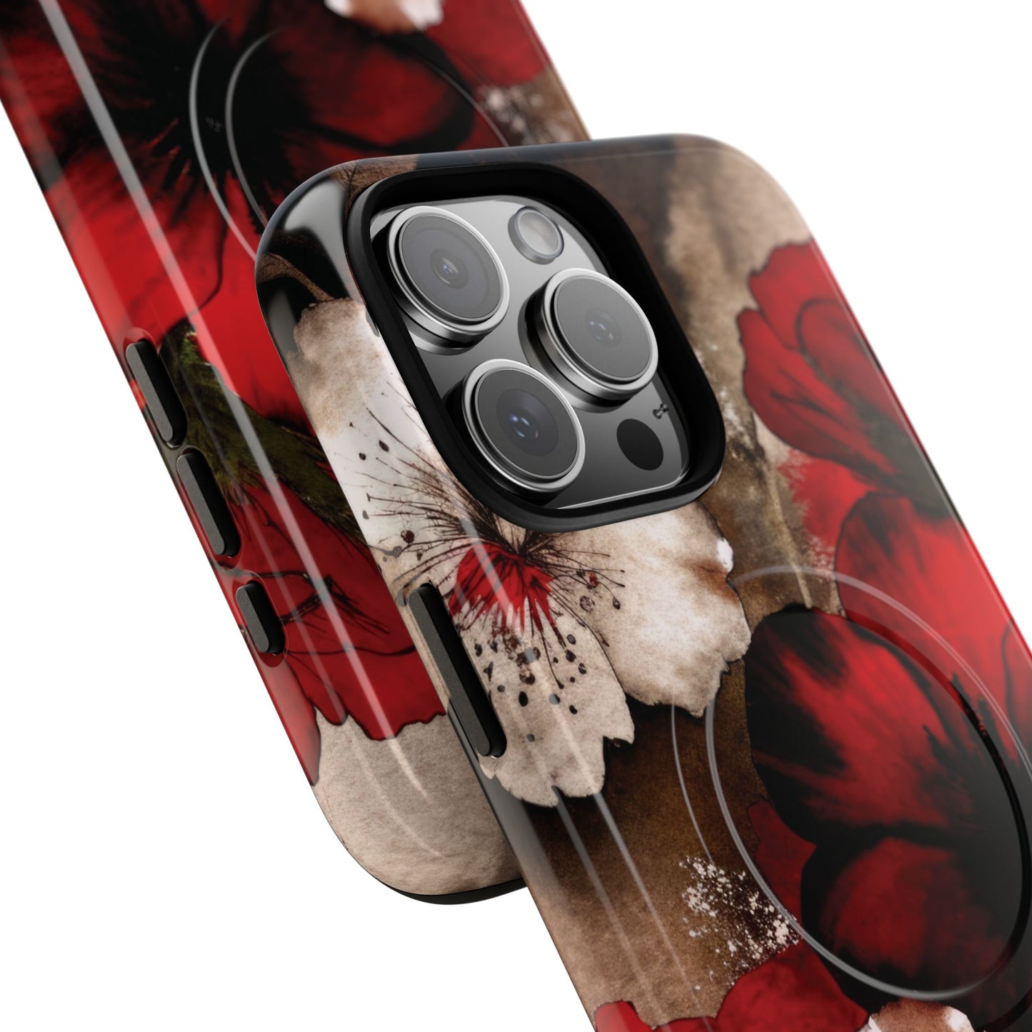Crimson Noir Tough iPhone Magnetic Cases, Tough iPhone Protector, Stylish Floral Design, Gift for Her, Floral Accessories