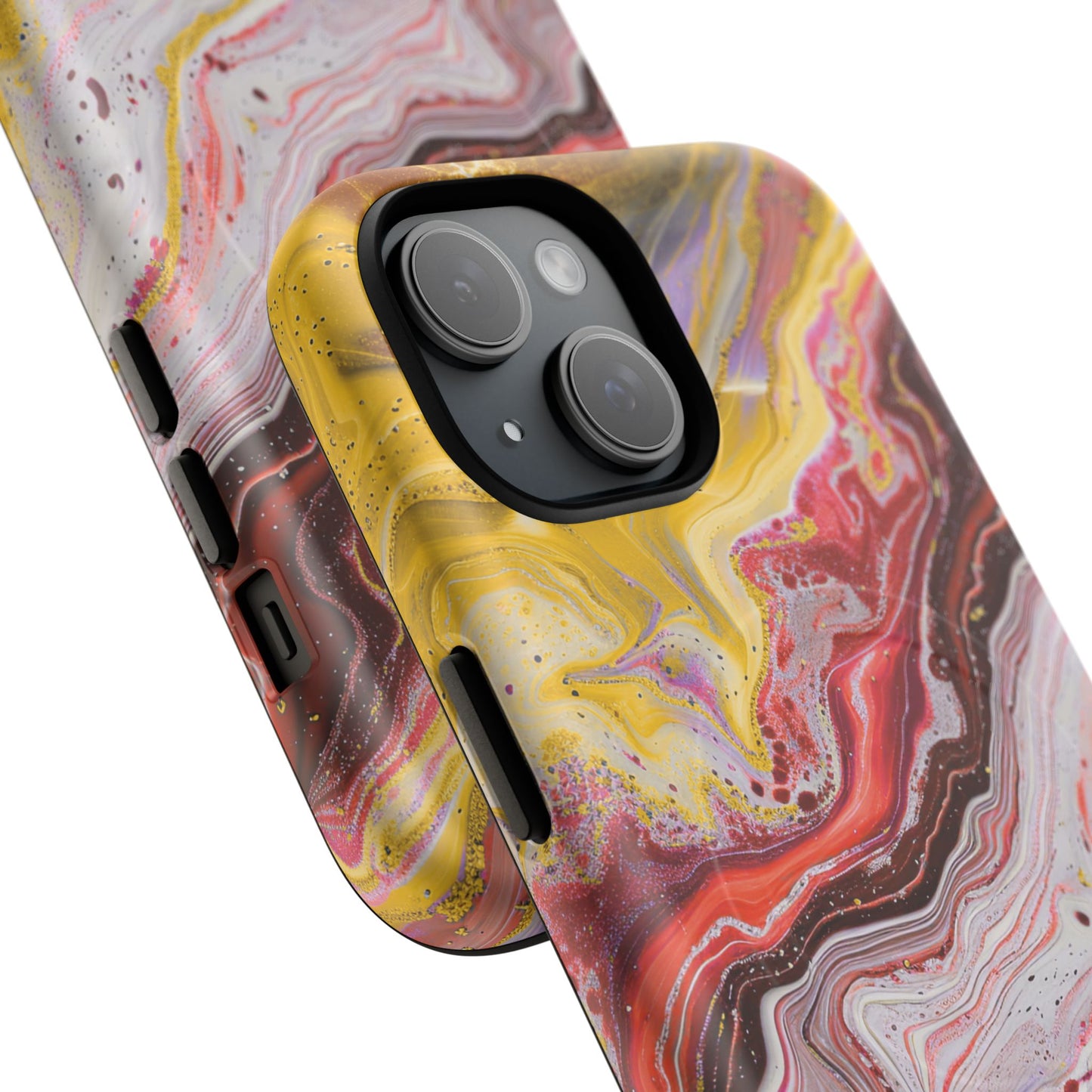 Colorful Red Marble iPhone Case, Tough Magnetic Cases, Stylish iPhone Protection, Unique Gift for iPhone Lovers, iPhone Accessories