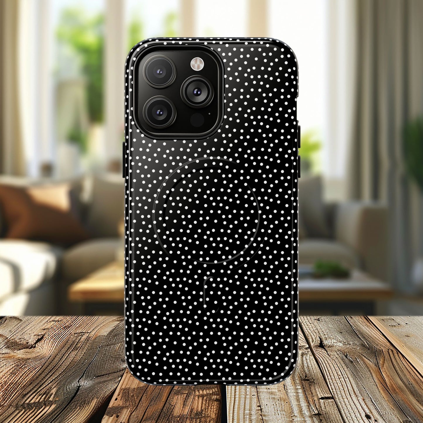 Small Polka Dot Tough iPhone Magnetic Case, Durable iPhone Accessories, Gifts for Tech Lovers, Modern Design.