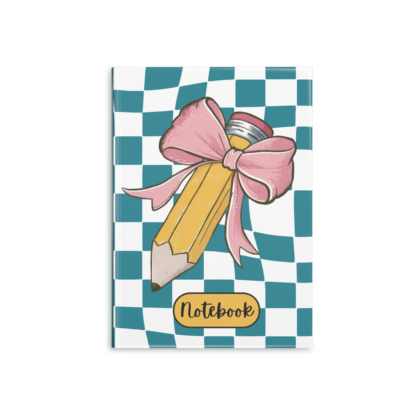 Teal Checkered Charm Hardcover Notebook with Puffy Covers (PY)