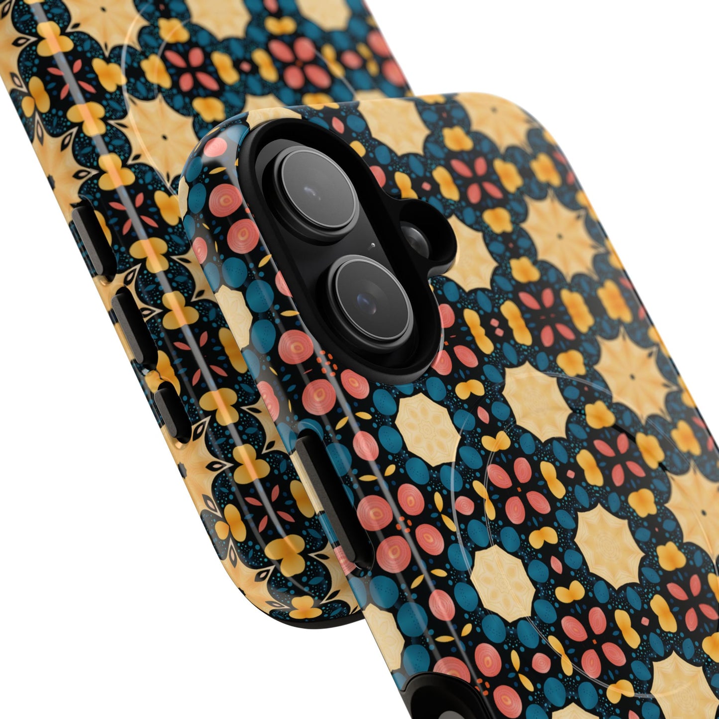 Celestial Spice Tiling Colorful Tough Magnetic iPhone Case, Unique iPhone Cover, Artistic Mobile Shell, Durable Design Accessory, Trendy Gift Idea, MagSafe® iPhone Case.