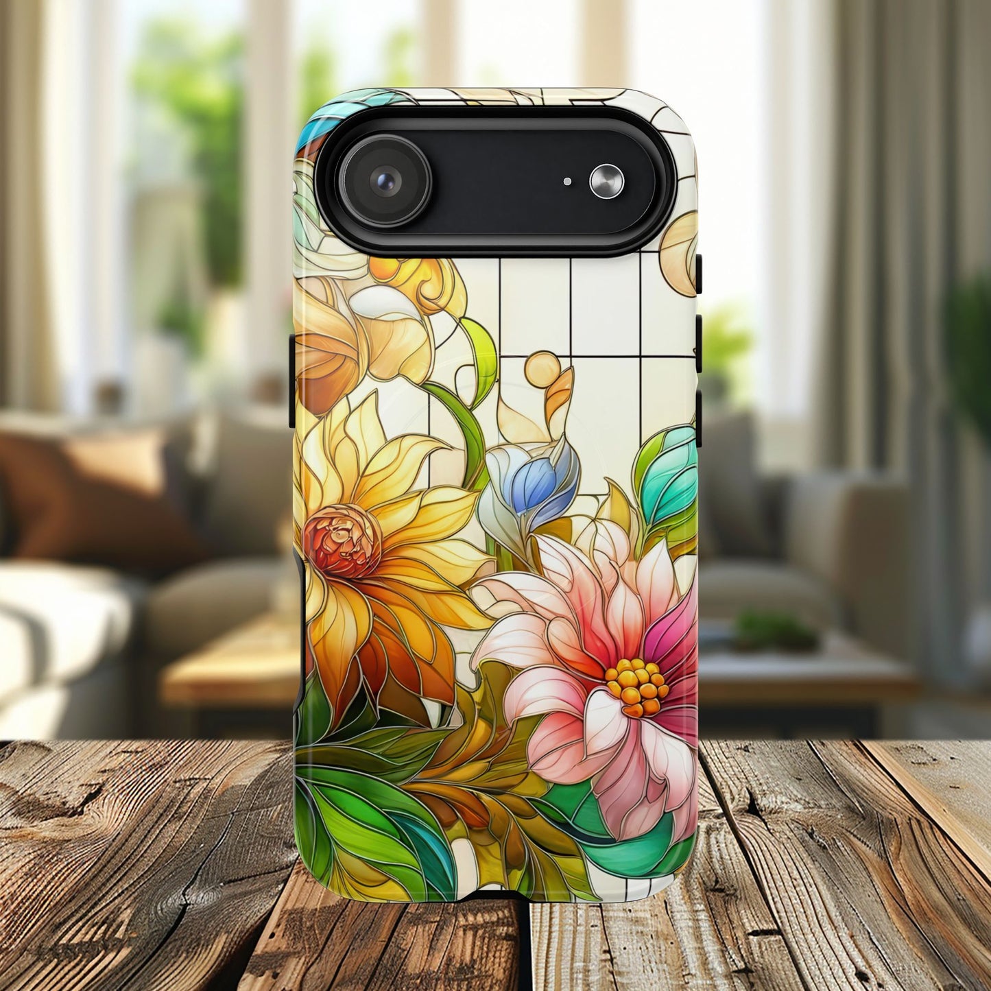 Floral Stained Glass Reverie Tough iPhone Magnetic Case, iPhone Cover, Protective Case, Flower Design, Gift for Her, Nature Lover