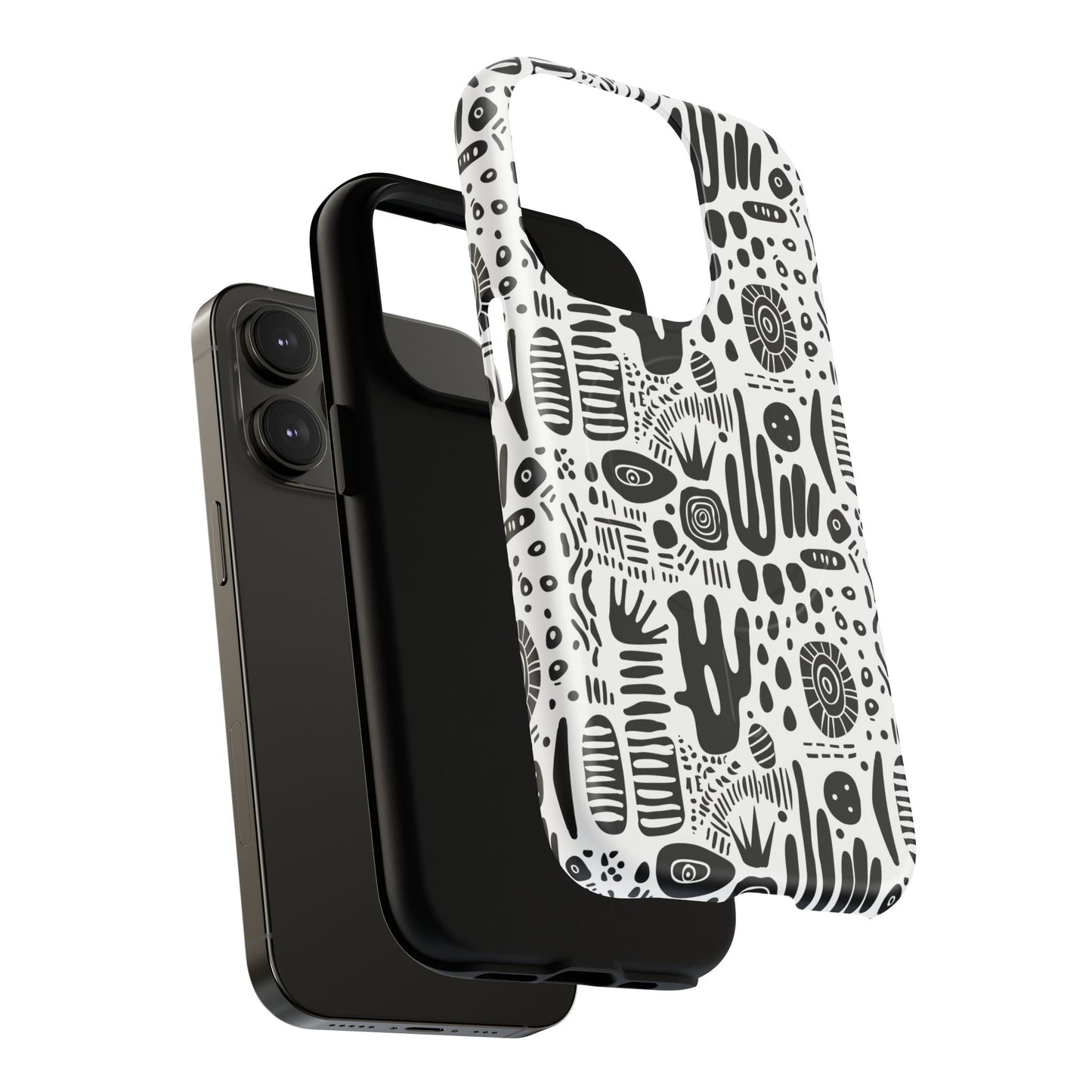 Abstract Monochrome Tough Magnetic iPhone Cases, Stylish Phone Cover, Durable Phone Protector, Modern Tech Accessories, Unique Gift Ideas