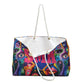 Psychedelic Visions Vibrant Artistic Weekender Bag - Colorful Faces Design for Travel & Leisure