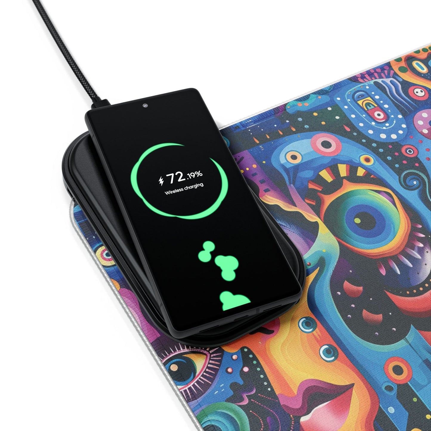 Psychedelic Visions LED Gaming Mouse Pad, Wireless Charging