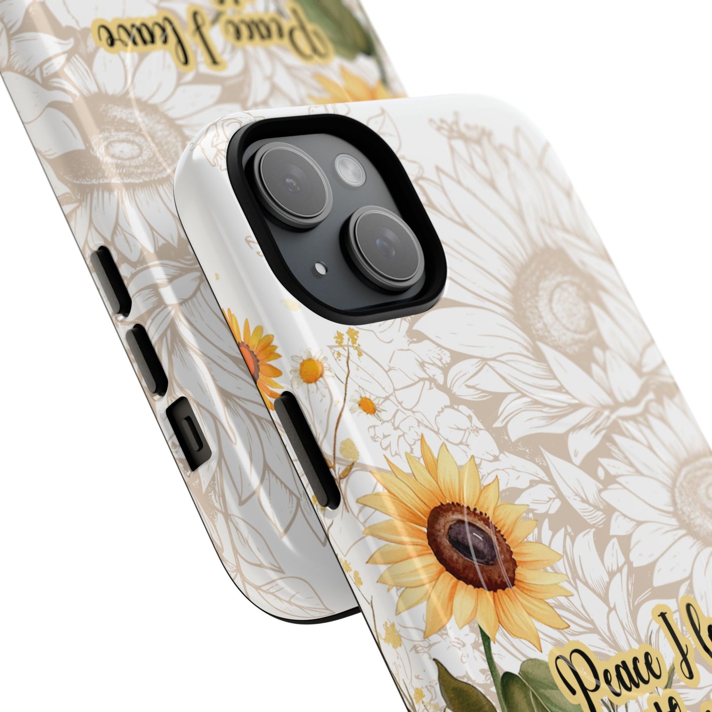 Peace I Leave with You John 14:27,  Inspirational Gift, Tough iPhone Magnetic Case  Scripture, Sunflower Bible Verse, MagSafe® iPhone® Tough Case, iPhone 14, iPhone 15, iPhone 16, Pro, Pro Max, Plus