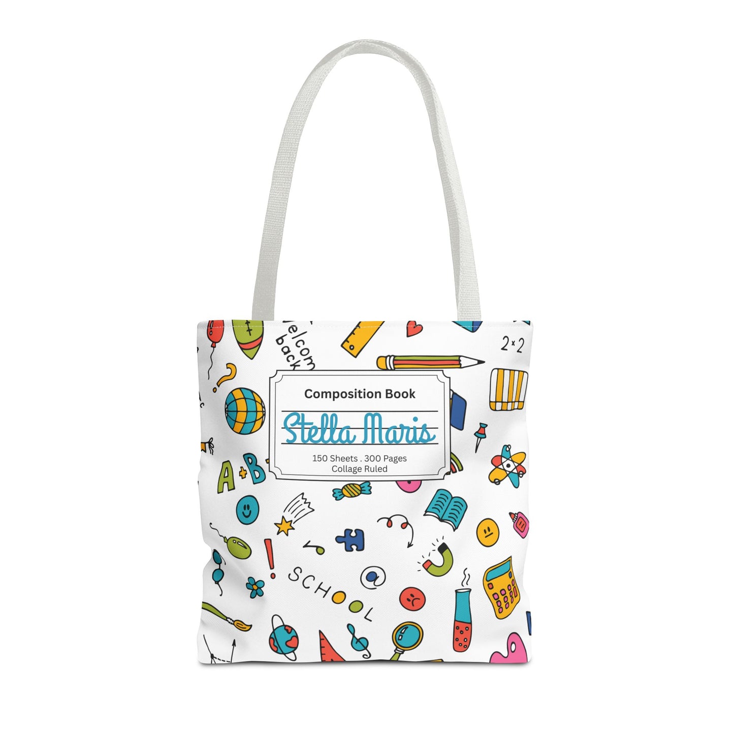 Personalized Classroom Couture Composition Book Inspired Tote Bag, Back to School Tote, Teacher Gift, Kids Bag, Custom Name Bag, Educational Accessories, Back to School Tote Bag.