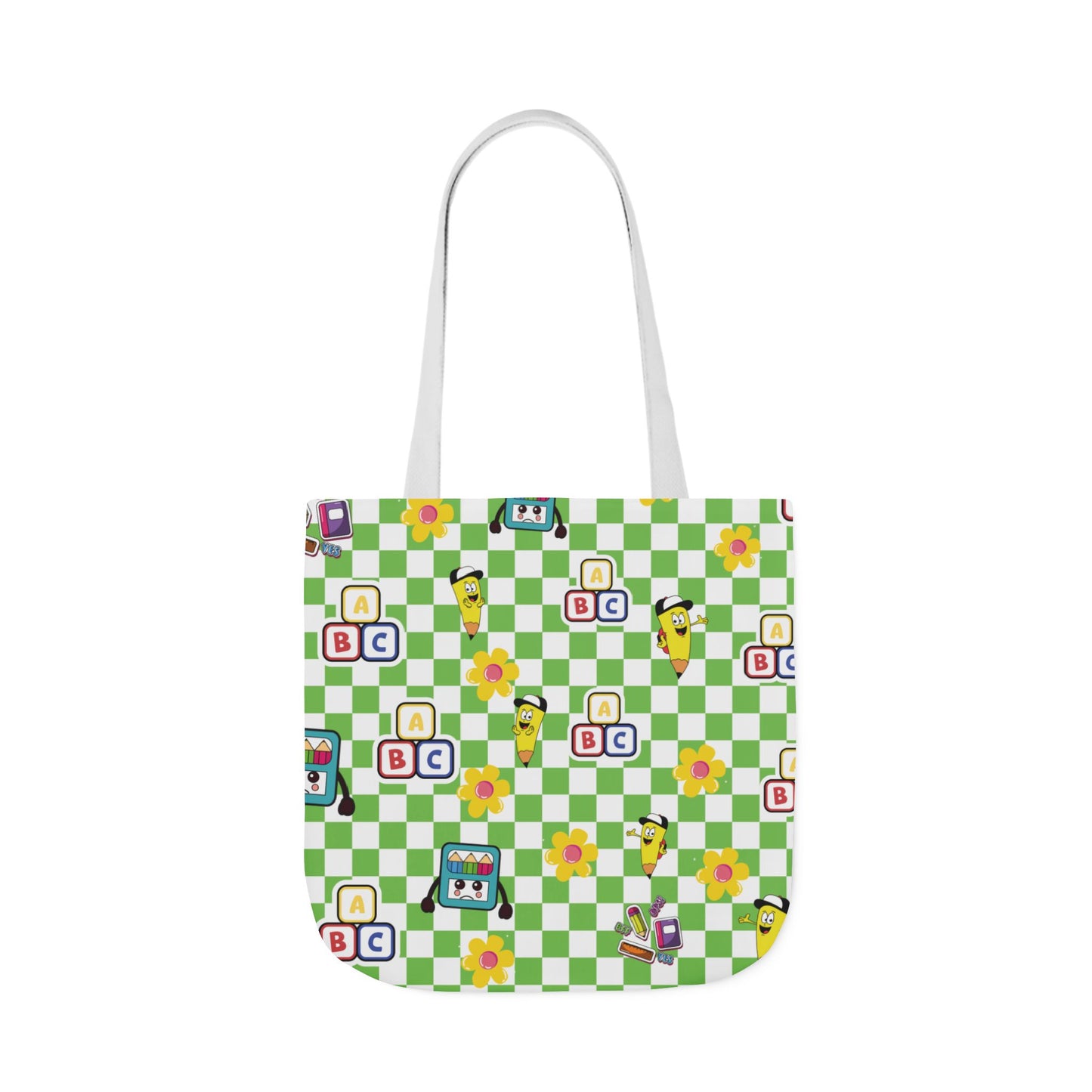 Personalized Green Schoolyard Chic Composition Book Inspired Canvas Tote Bag with Colorful Straps, Cute School Bag, Eco-Friendly Tote, Back to School Shopping Bag, Teacher Gift Idea