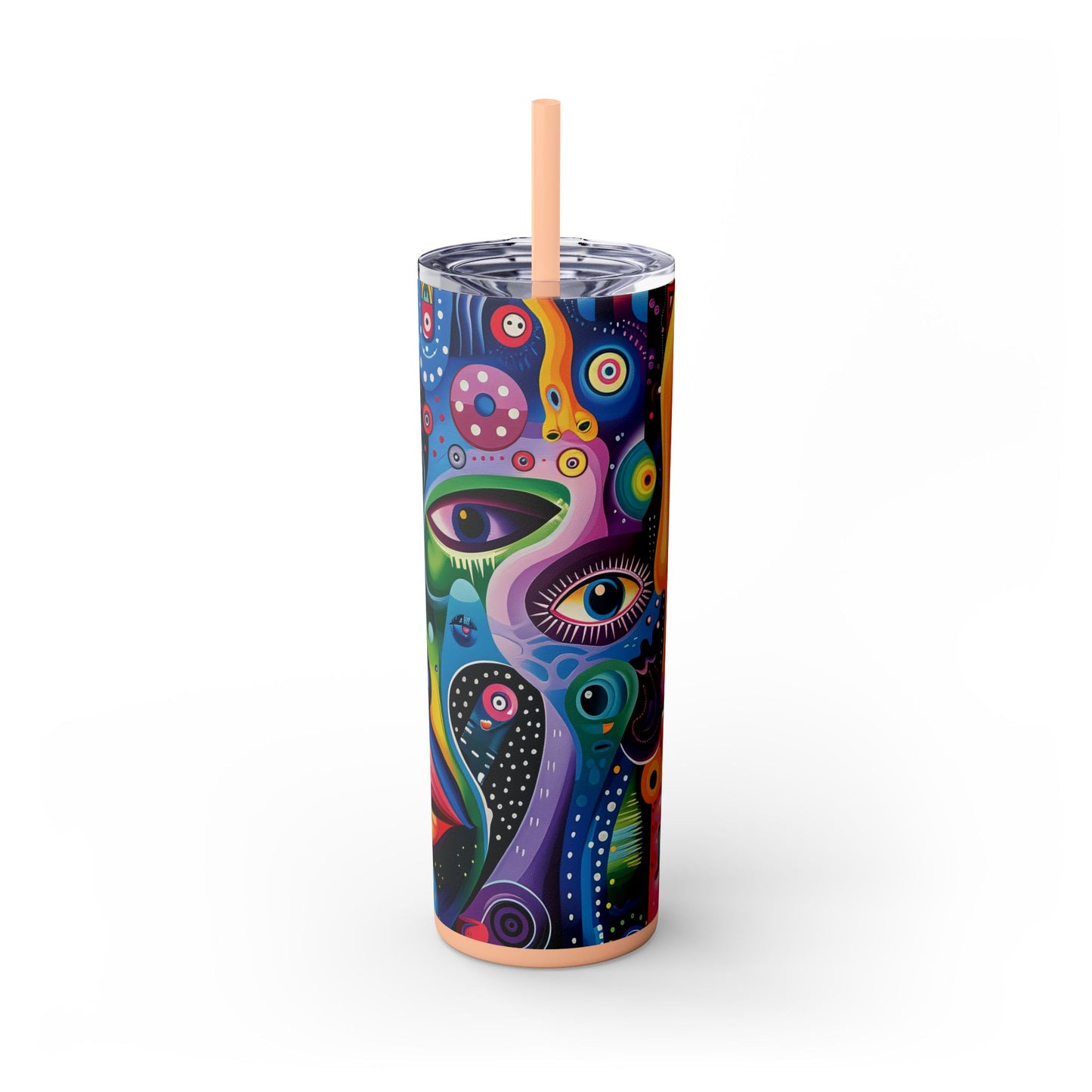 Psychedelic Visions Skinny Tumbler with Straw, 20oz