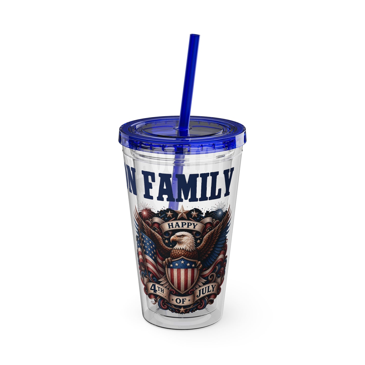 Patriotic Eagle 16oz Tumbler with Straw — "Happy 4th of July" USA Design
