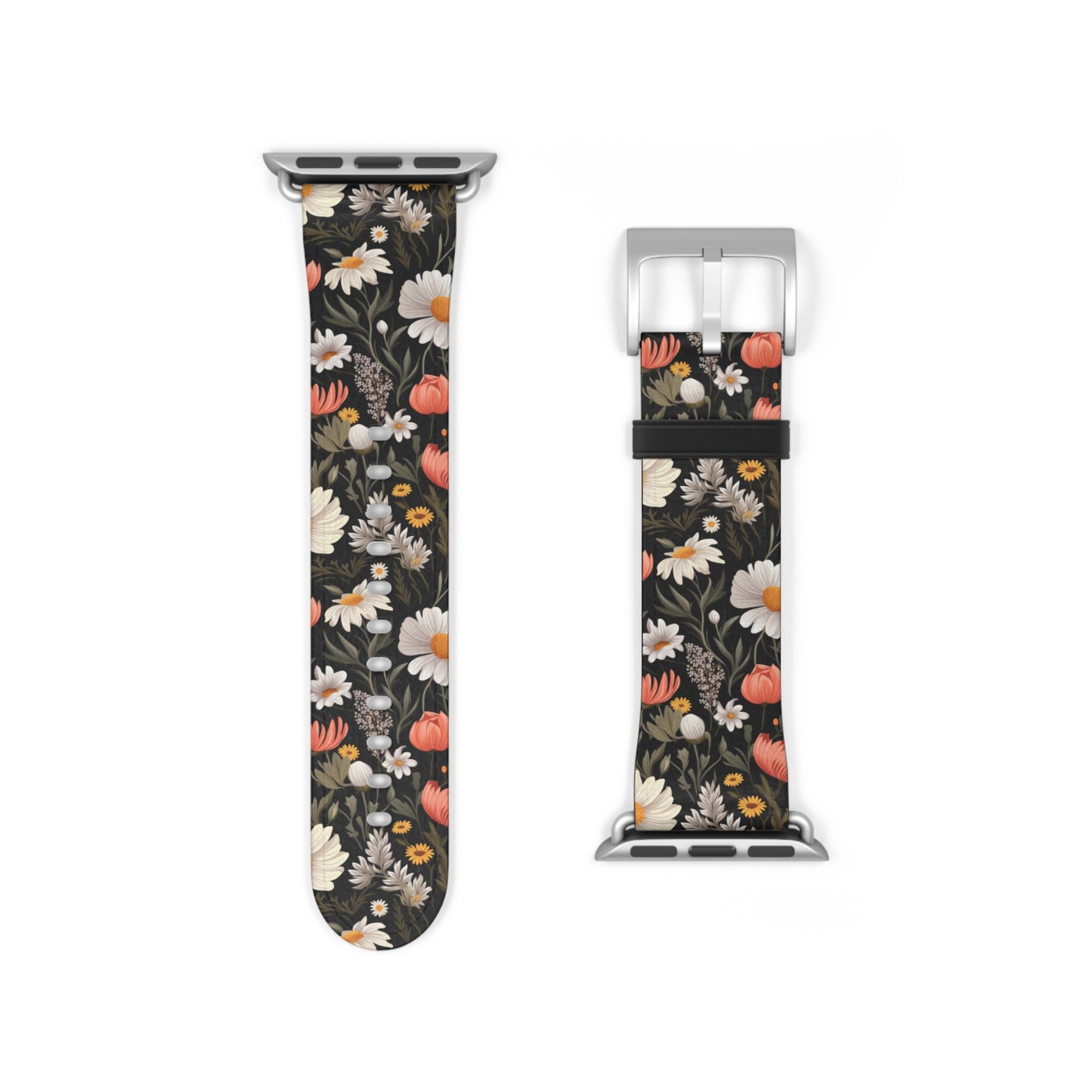 Blossom Elegance: Noir Garden Floral Watch Band - Stylish Floral Design for Smartwatches
