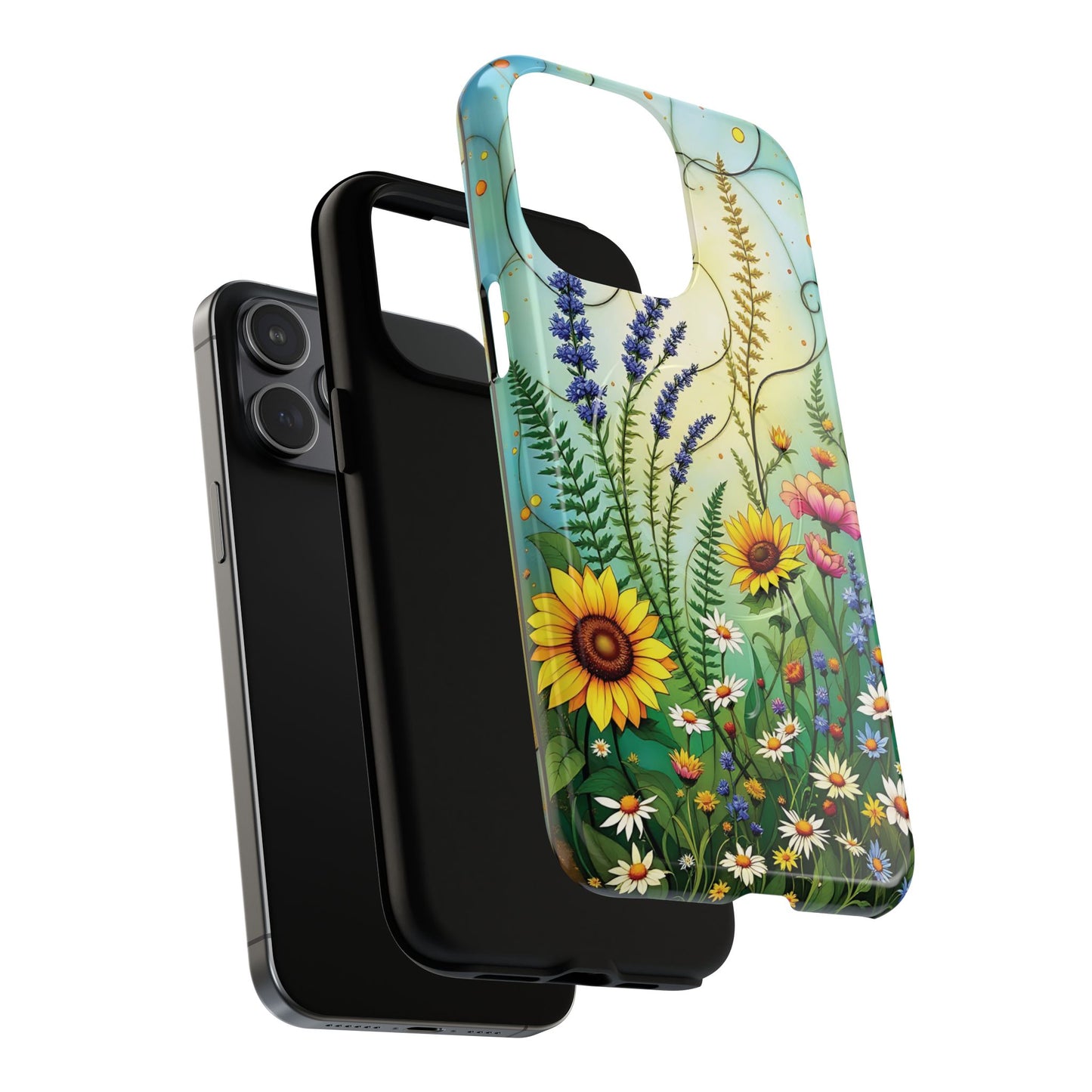 Floral Stained Harmony Glass Tough Magnetic Phone Case | Nature Inspired Design | Durable Protection | Gift for Nature Lovers | Spring Vibe