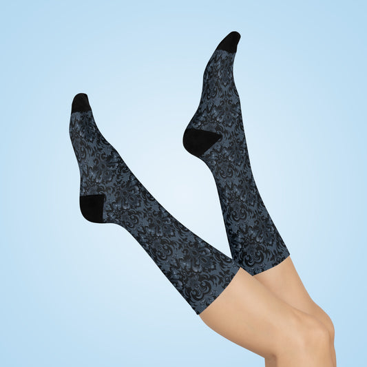 Opulent Dusk Cushioned Crew Socks - Comfortable DTG Print One-Size Style