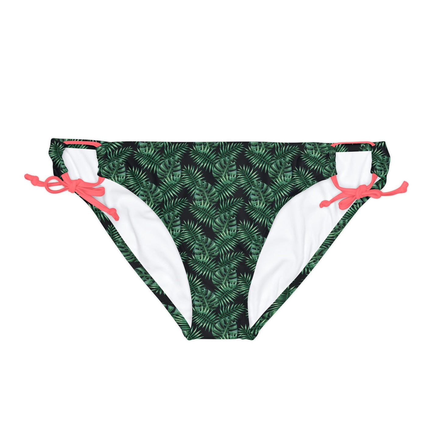 Black Tropical Bliss Loop Tie Side Bikini Bottom (AOP)