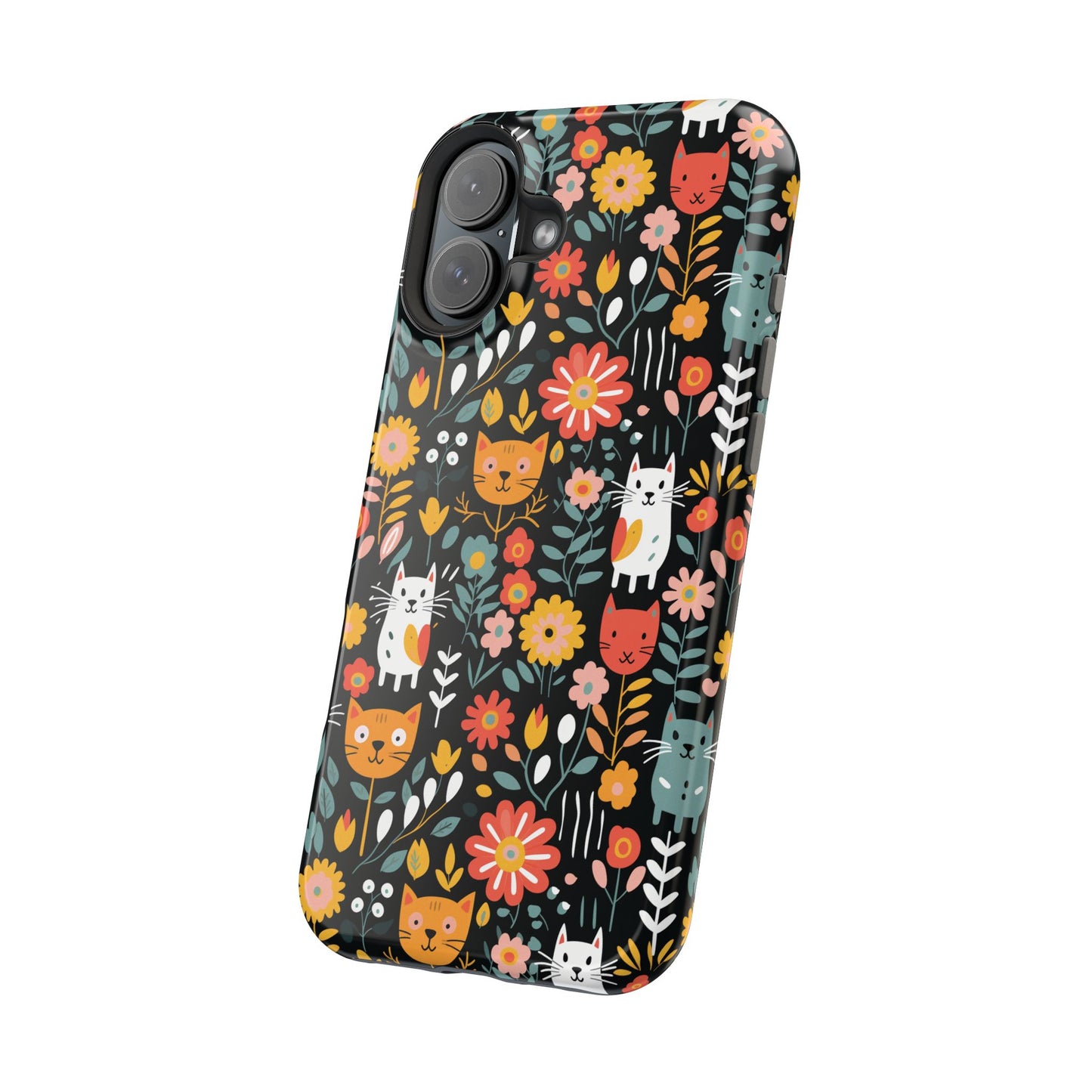 Whimsical Feline Garden Magnetic Tough iPhone Cases