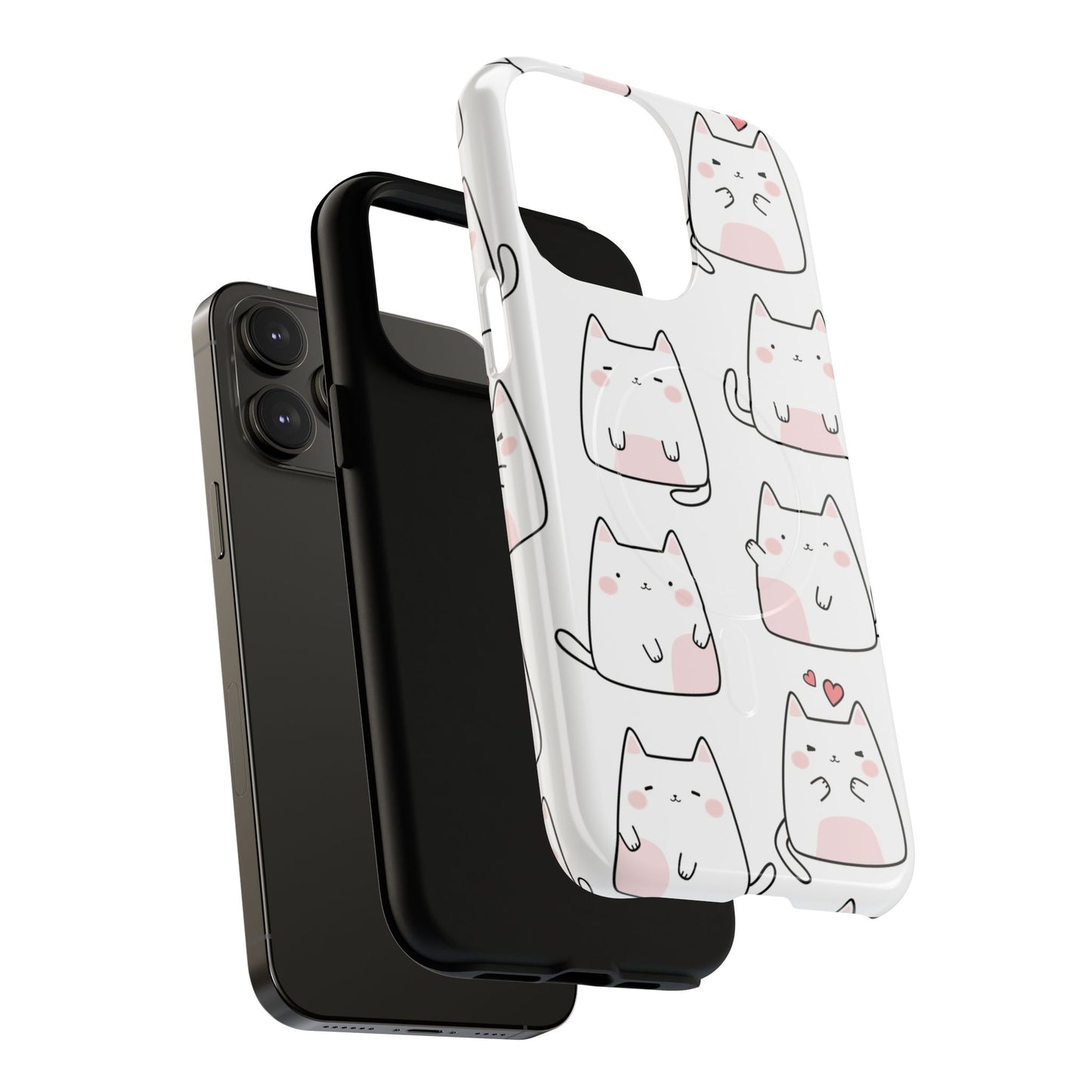 Cute Kawaii Cat Tough Magnetic iPhone Case, Cute Cat Lover Gift, Kawaii iPhone Cover, Tough iPhone Case, Unique Pet Themed Accessory,