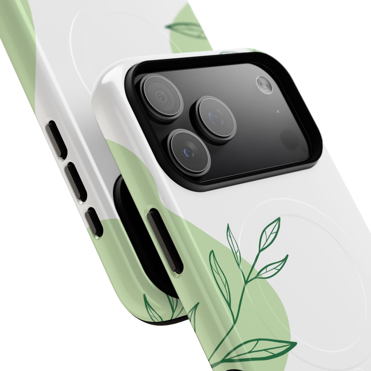 Stylish Tough iPhone Magnetic Cases with Leaf Design, iPhone Protection Cases, Greenery iPhone Covers, Eco-Friendly iPhone Accessories, Gift for Her.