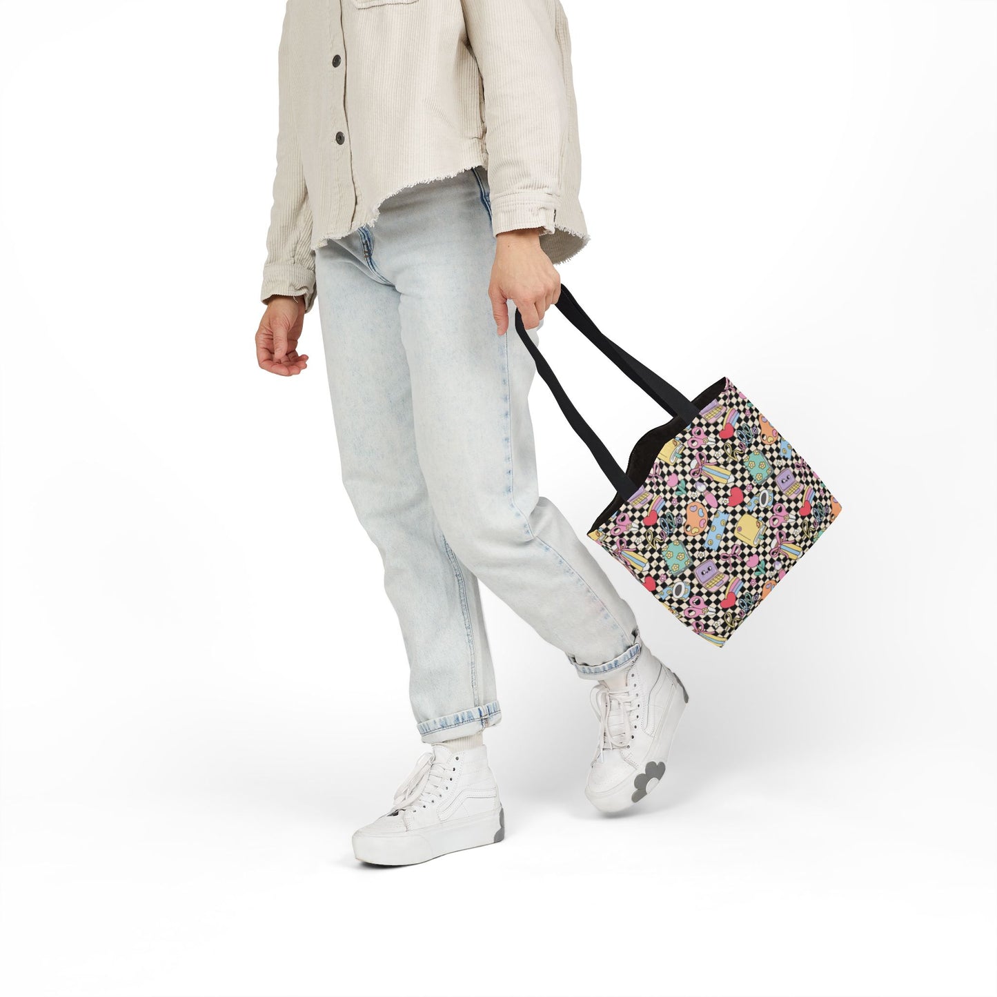 Personalized Black Doodle Daydream Composition Book Inspired Canvas Tote Bag with Colorful Straps, Cute School Bag, Eco-Friendly Tote, Back to School Shopping Bag, Teacher Gift Idea