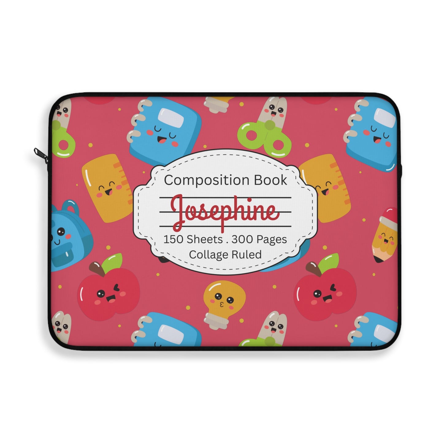 Personalized Kawaii Composition Book Inspired Laptop Sleeve, Educational Gift for Teachers, Classroom Organization, Back to School, Unique Teacher Accessory