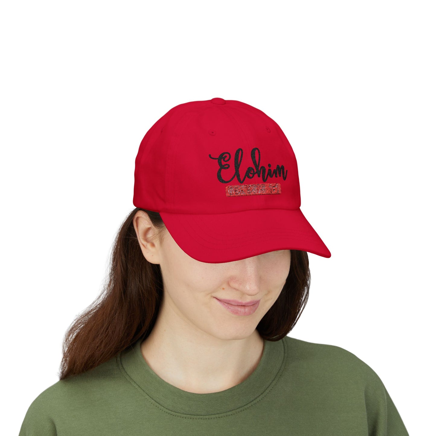 Classic Embroidery Dad Cap with 'ELOHIM, GENESIS 1:1' - Faith-Based Hat, Casual Wear, Gift for Dad, Christian Accessory, Summer Fashion
