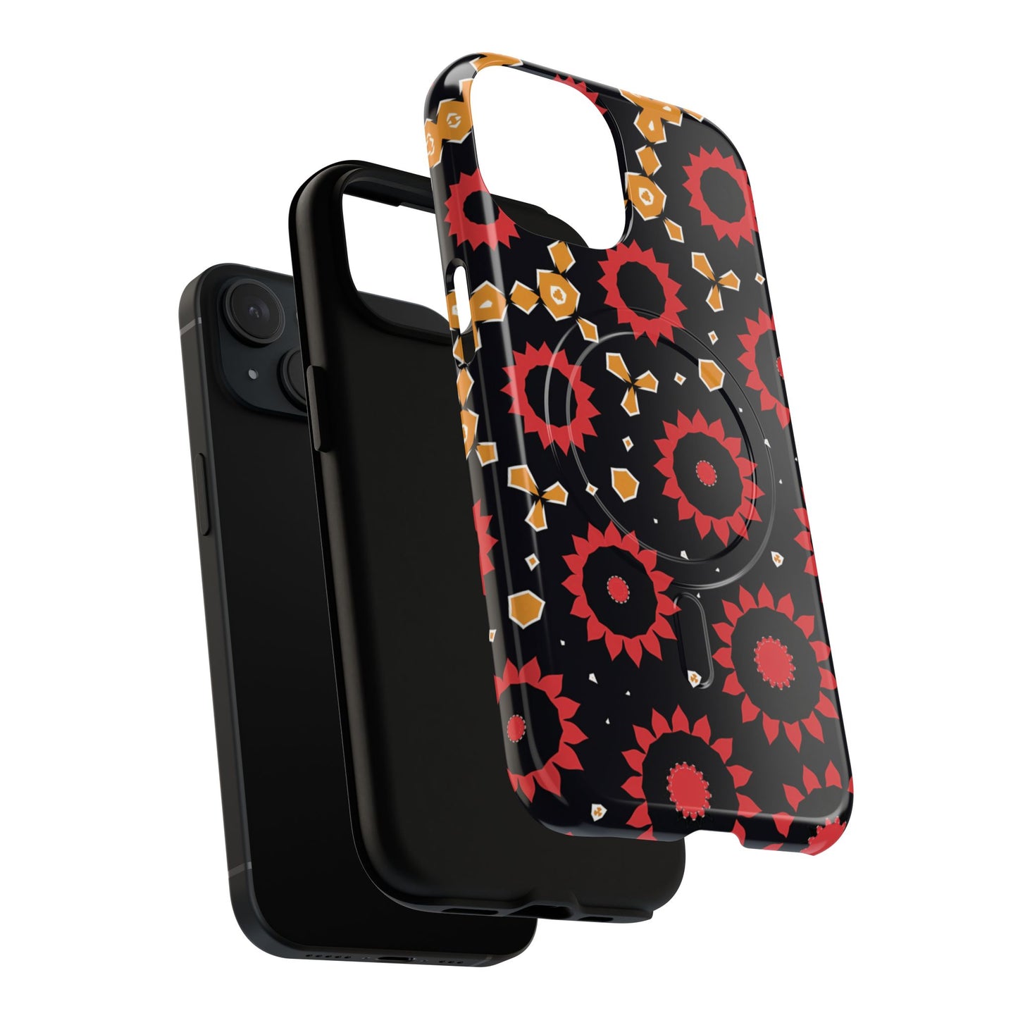 Midnight Ember Bloom Tough Magnetic iPhone Case, Bohemian Floral Design, Stylish iPhone Protection, Gift for Her, Trendy iPhone Accessories