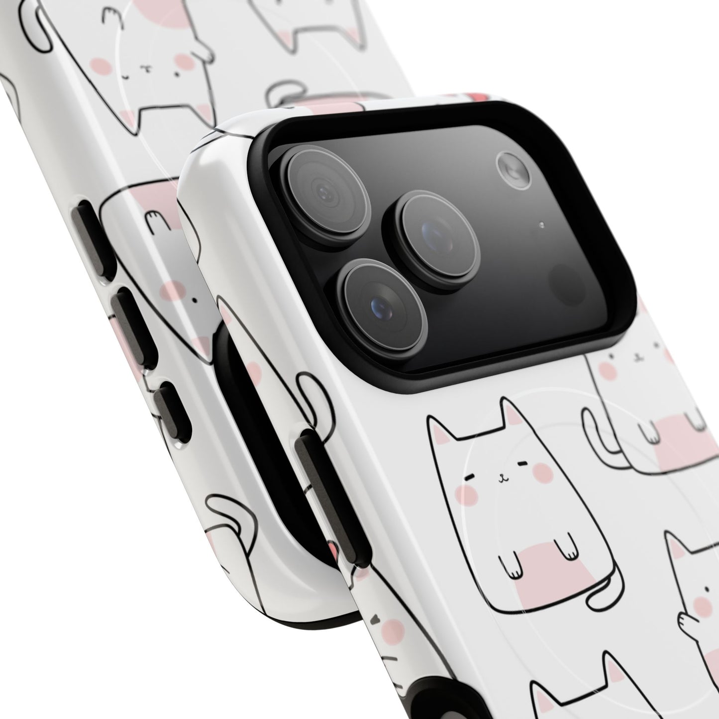 Cute Kawaii Cat Tough Magnetic iPhone Case, Cute Cat Lover Gift, Kawaii iPhone Cover, Tough iPhone Case, Unique Pet Themed Accessory,